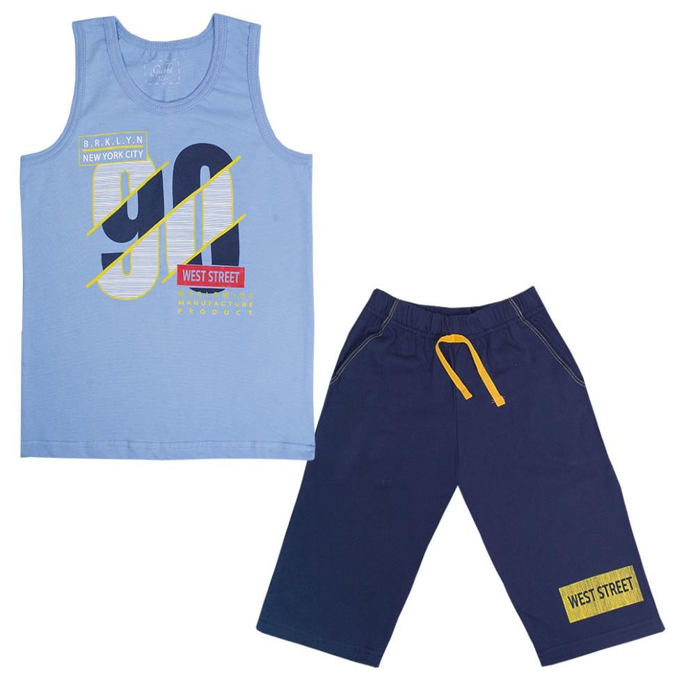 Костюм дитячий бавовняний літній для хлопчика Gabbi KS-19-17-1 Техно 122 см Блакитний (11648)