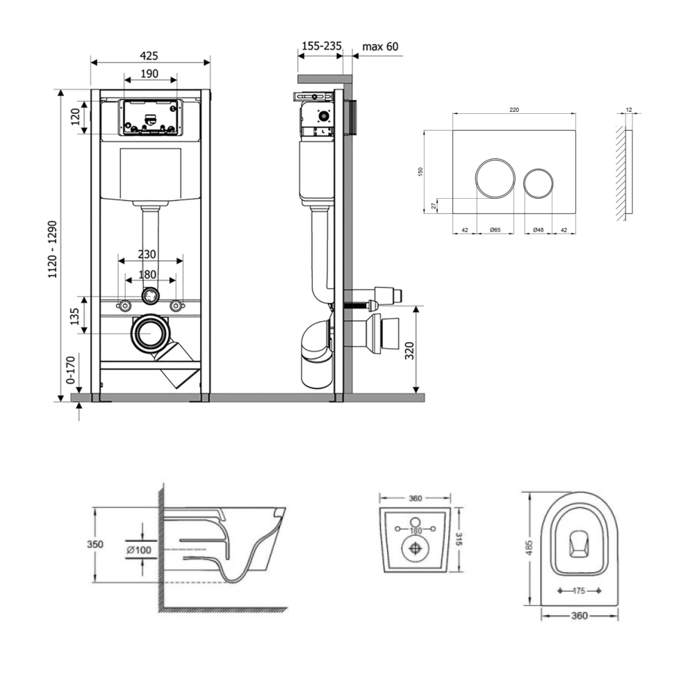 Унітаз підвісний Q-tap ​​Jay Ultra Quiet QT07335177W + Nest/комплект інсталяції 4в1 QT0133M425 + M11111SAT - фото 2