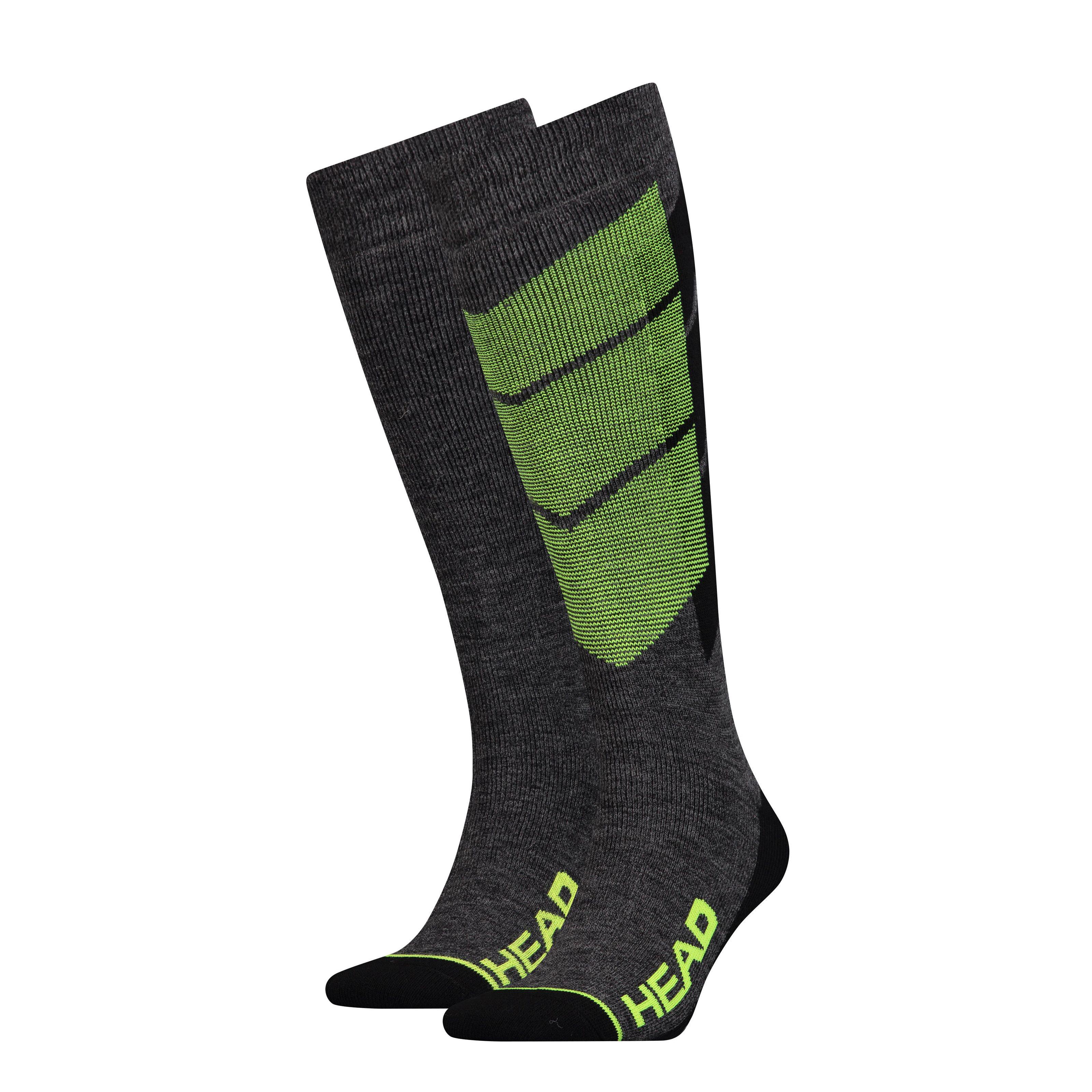 Носки Head Unisex Ski Graphic Kneehigh 2 пары р. 35/36/37/38 Gray/Black/Green (791005001-817)