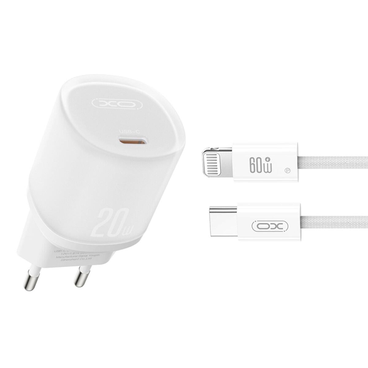 Зарядний пристрій мережевий Xo L143 PD20 W Single USB-C/Lightning кабель Білий Зарядний пристрій мережевий Xo L143 PD20 W Single USB-C/Lightning кабель Білий