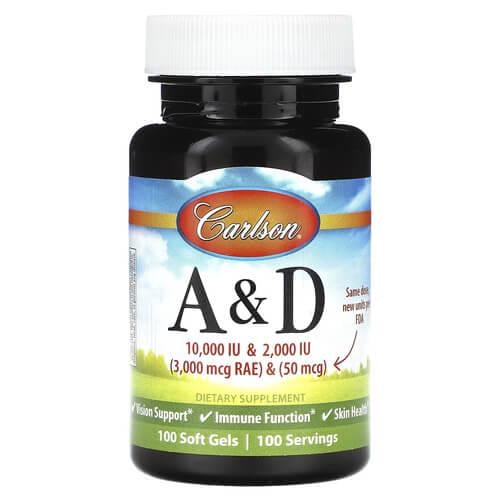 Витамин А Carlson Vitamin A&D 100 Soft Gels (CAR-12310)