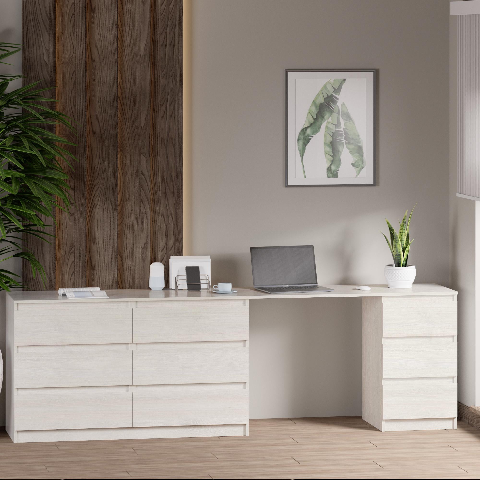 Комод на 9 ящиков без ручек Line KF6+F3 2300x450x780 мм Шамони Светлый