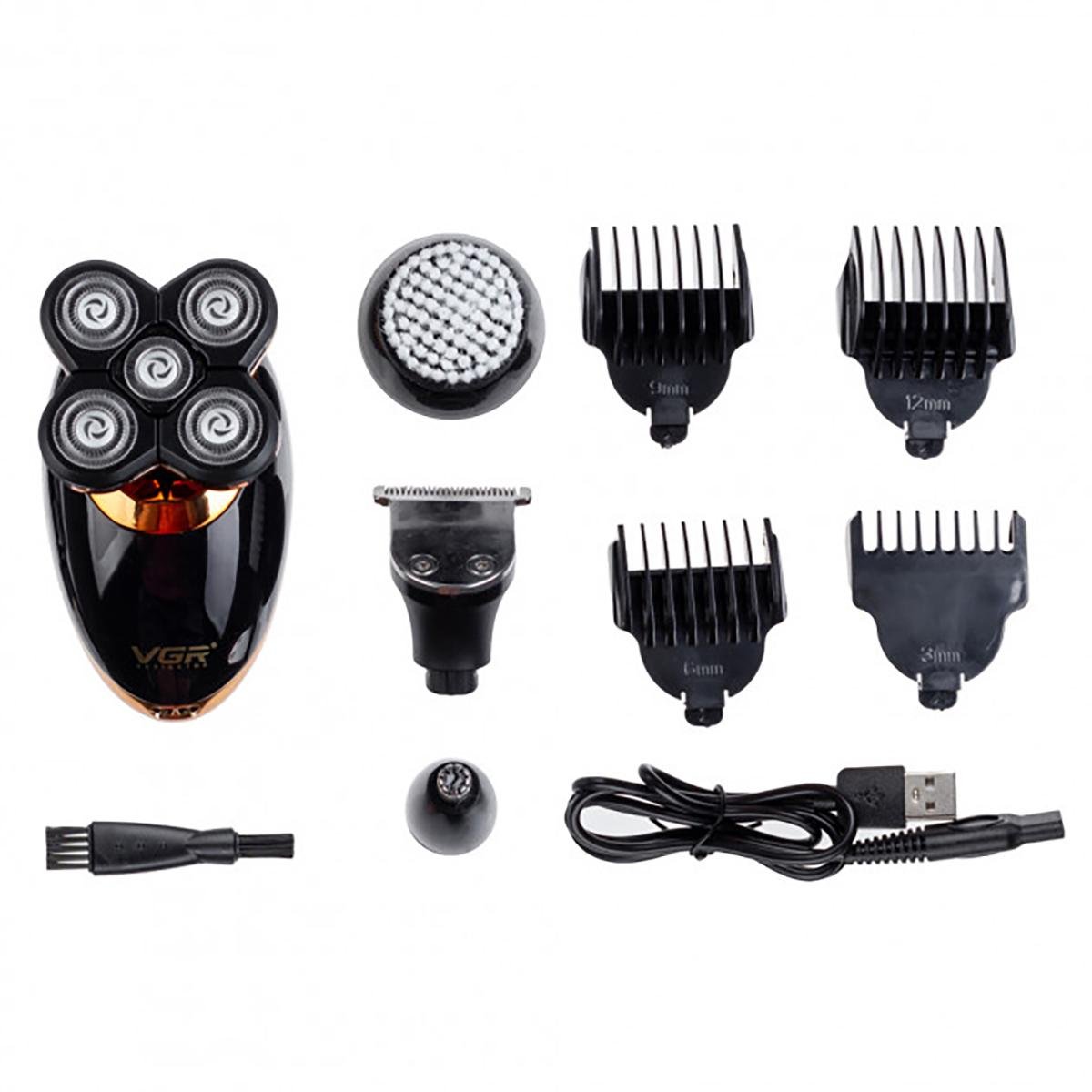 Електробритва роторна для вологого та сухого гоління з плаваючими головками VGR V-316 4 Вт Чорний