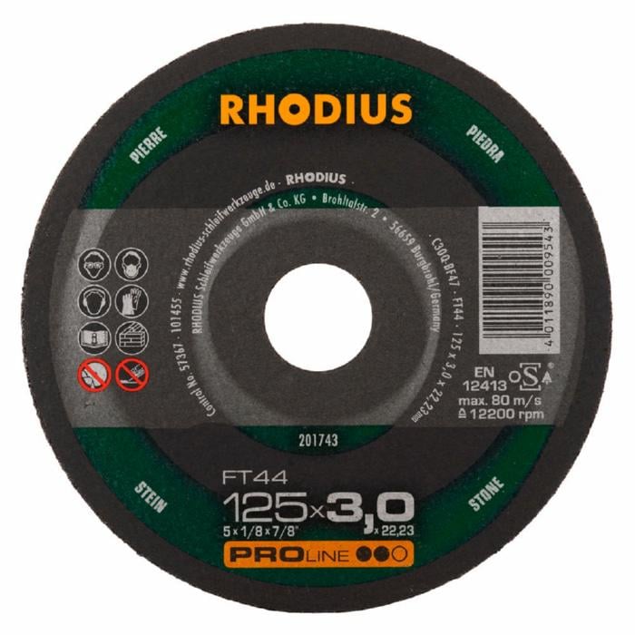 Круг відрізний по каменю Rhodius Pro FT44 6600 об/хв 230x3,0х22,2 мм 201788 (13990)