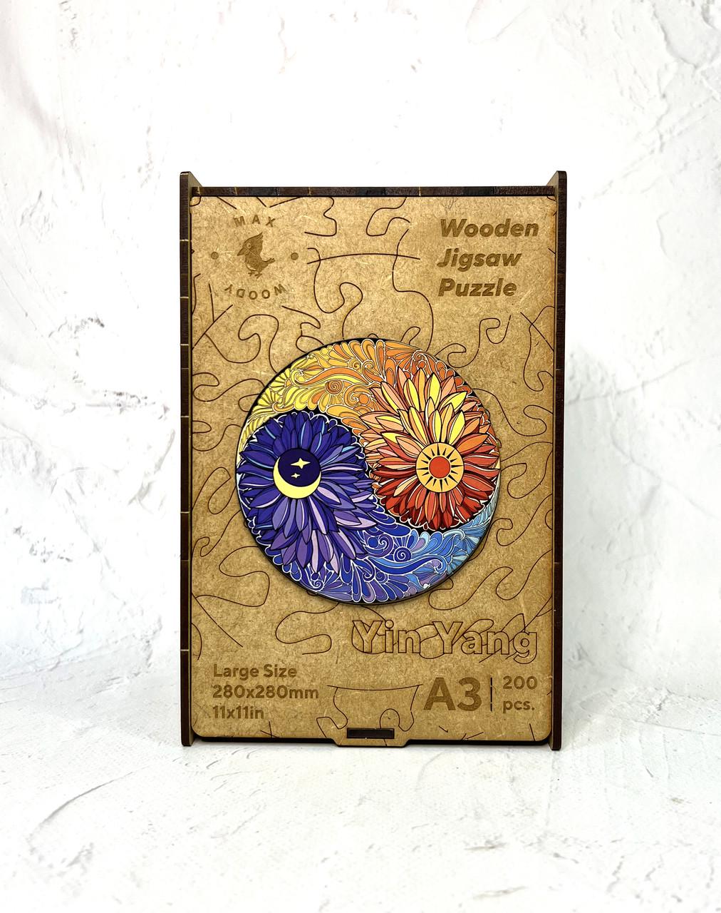 Пазл деревянный фигурный Max Woody Ин Ян A3 200 деталей