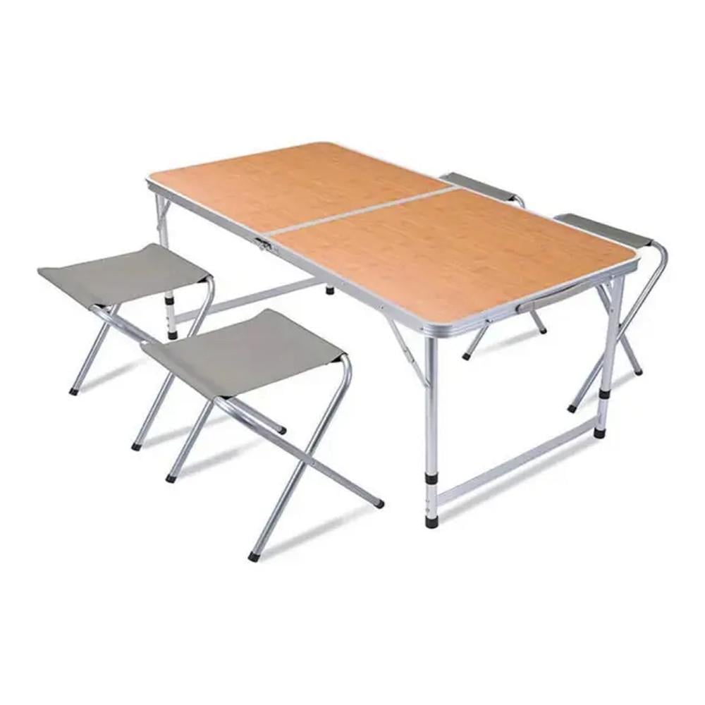 Столик туристичний і 4 стільчика складний в валізі Бамбук