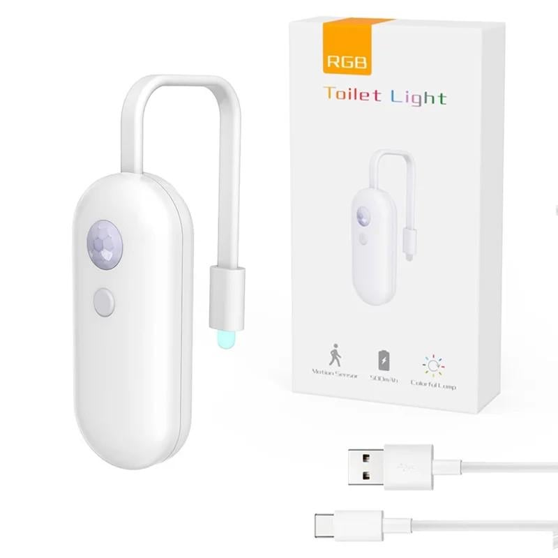 Ночник для унитаза с датчиком движения RGB подсветка 8 цветов USB зарядка (33272443)