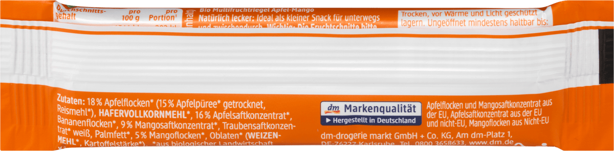 Фруктово злаковый батончик DM Bio яблоко-манго для детей от 1 года 25 г - фото 4