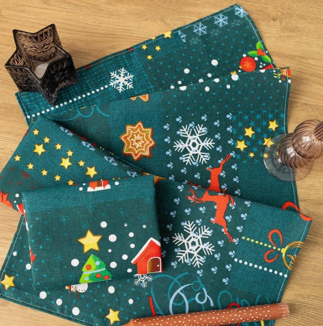 Набір рушників для кухні SUNROZ Ялинка рогожка 35x70 см 5 шт. (LP-973)