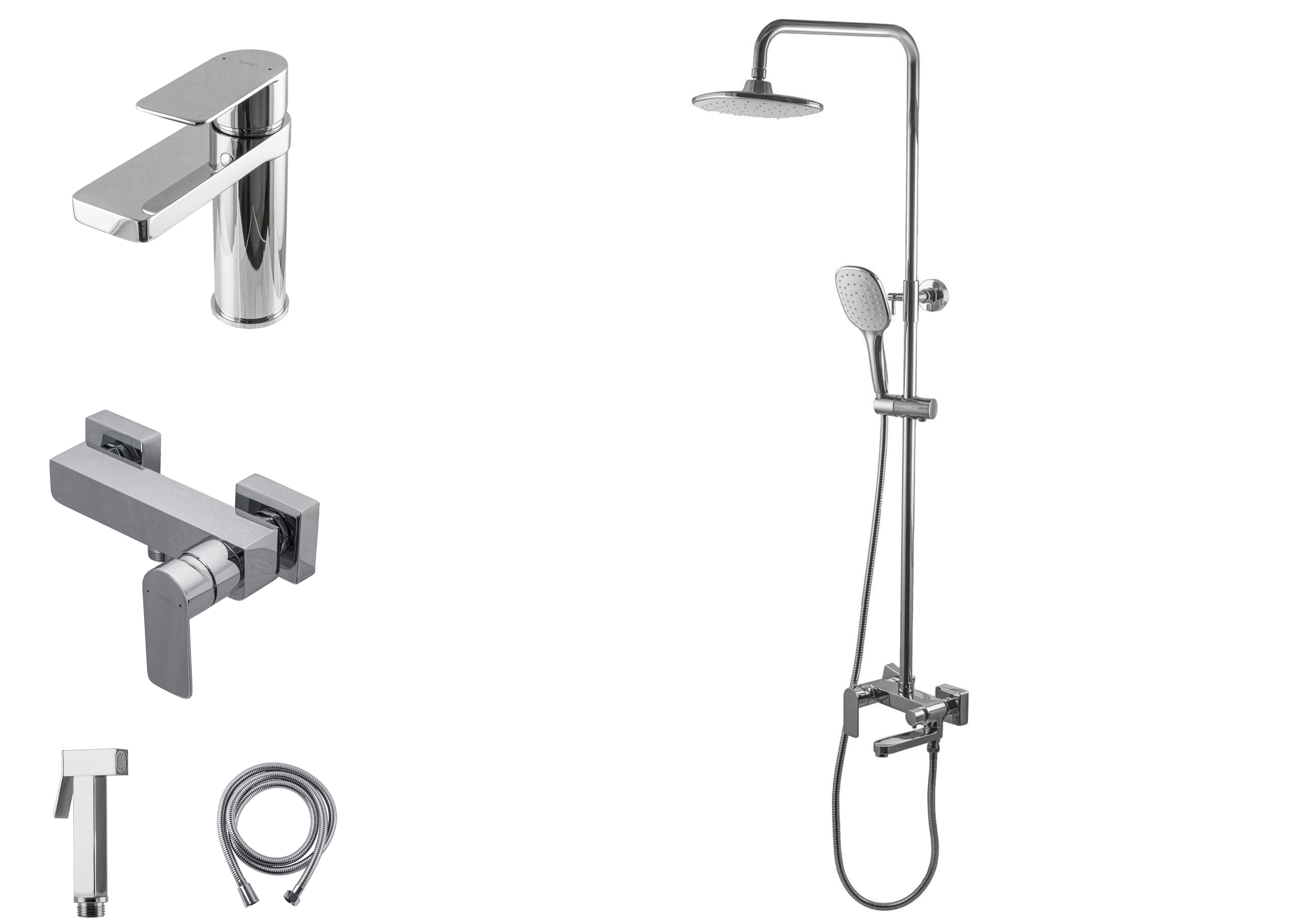 Набор смесителей Sardinia Chrome 3в1 с душевой системой Хром (1414152115)