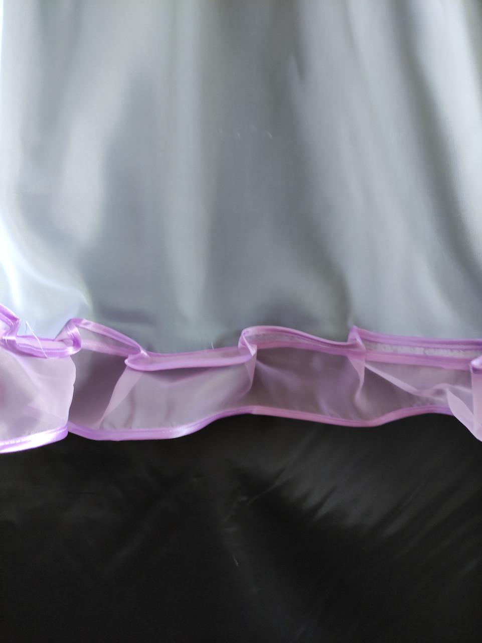 Тюль кухонна Ірис з двох частин батист та шифон 300х140 см Білий з бузковим (уо-003) - фото 3 Тюль кухонна Ірис з двох частин батист та шифон 300х140 см Білий з бузковим (уо-003) - фото 3