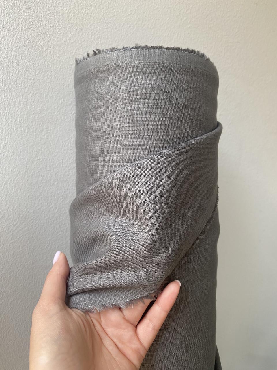Ткань рубашечно-платьевая LINEN PLUS 100% лен 143 см 123 Графитный - фото 7
