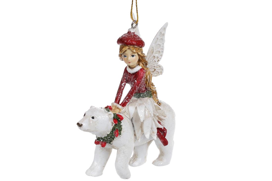 Декоративная фигурка на подвесе BonaDi Фея с медведем 11 см (707-754)