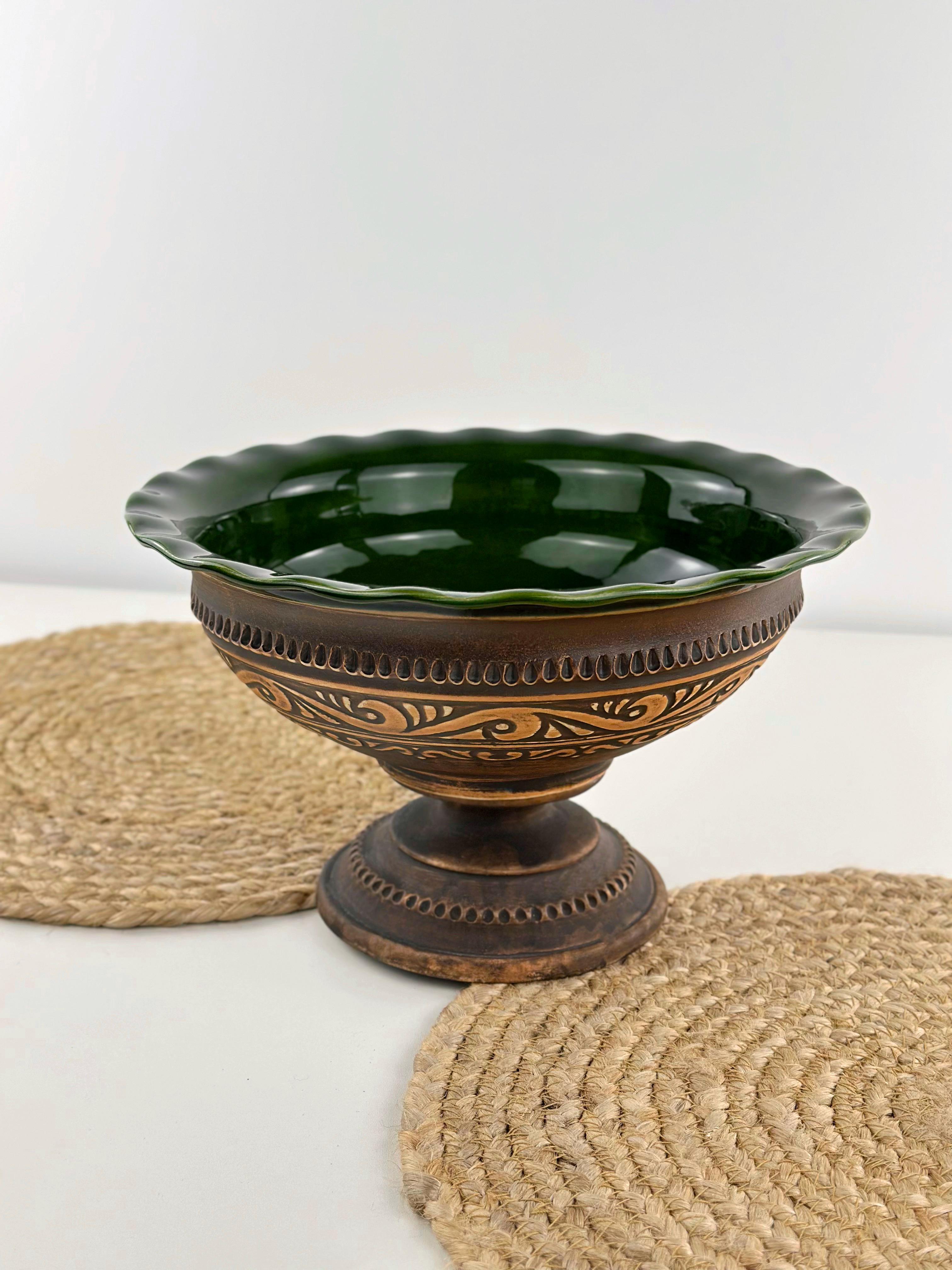 Фруктовница на ножке глиняная Гражда 2,5 л Коричневый (17016-4)