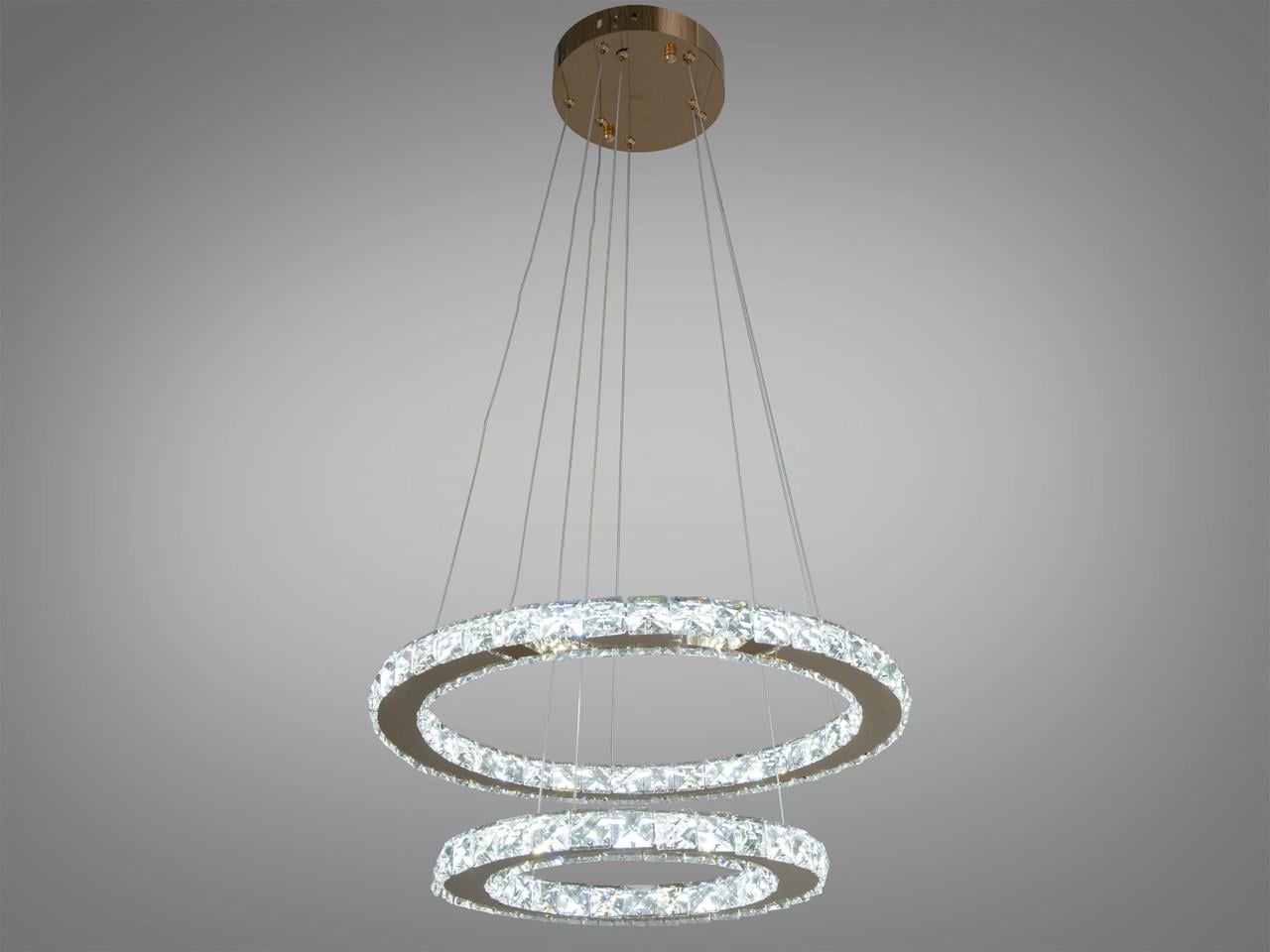 Люстра LED подвес для гостиной 7206-6W/480+340G Хрустальные кольца 55W (3033466392)