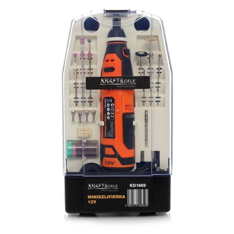 Шлифмашина прямая Kraft&Dele KD1669 2188002200 12 В 5000–25000 об/мин с набором аксессуаров 55 шт.