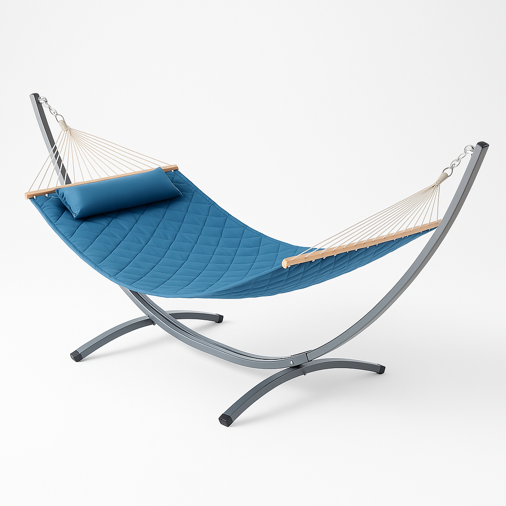 Гамак двухместный подвесной садовый со стальным каркасом WCG SOFT для отдыха в саду со съемной подушкой XXL 200x140 см Голубой (WCGR-H05-21) - фото 2 Гамак двухместный подвесной садовый со стальным каркасом WCG SOFT для отдыха в саду со съемной подушкой XXL 200x140 см Голубой (WCGR-H05-21) - фото 2