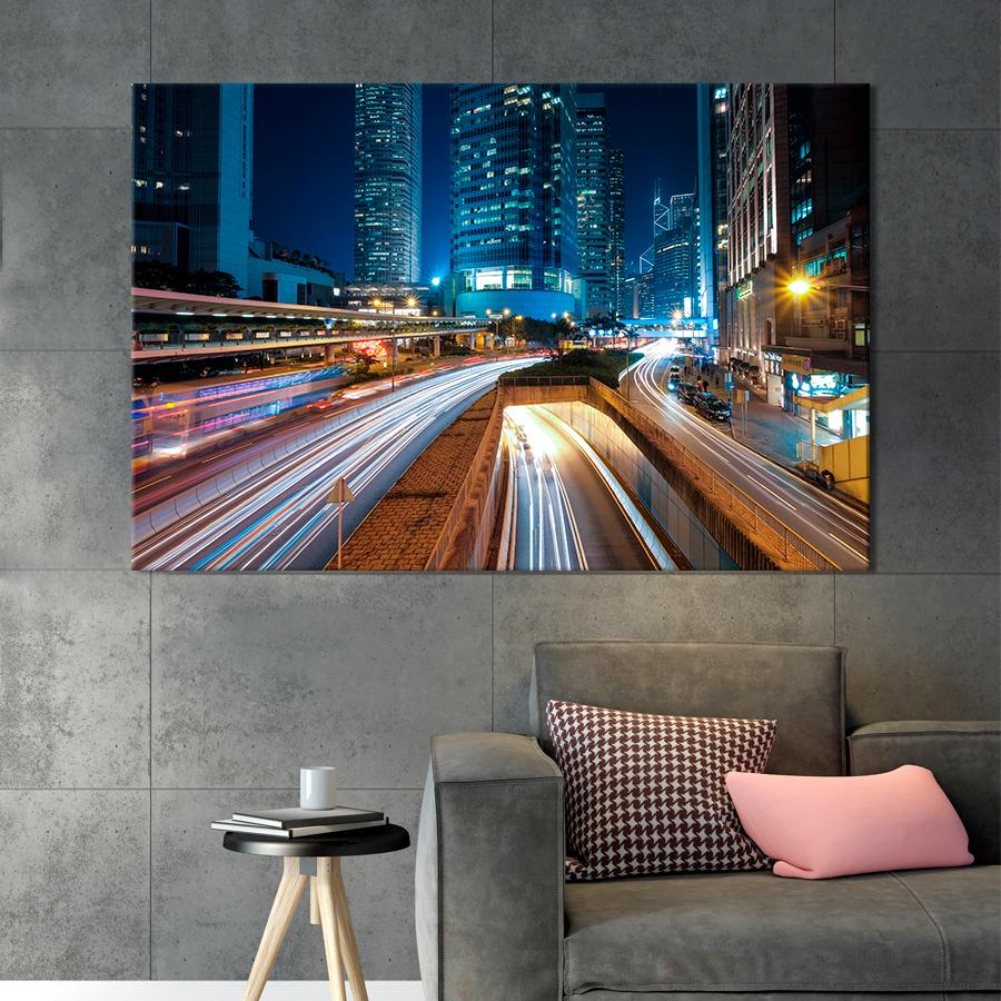 Картина город Ночное сияние мегаполиса 120x80 см (A787-1)
