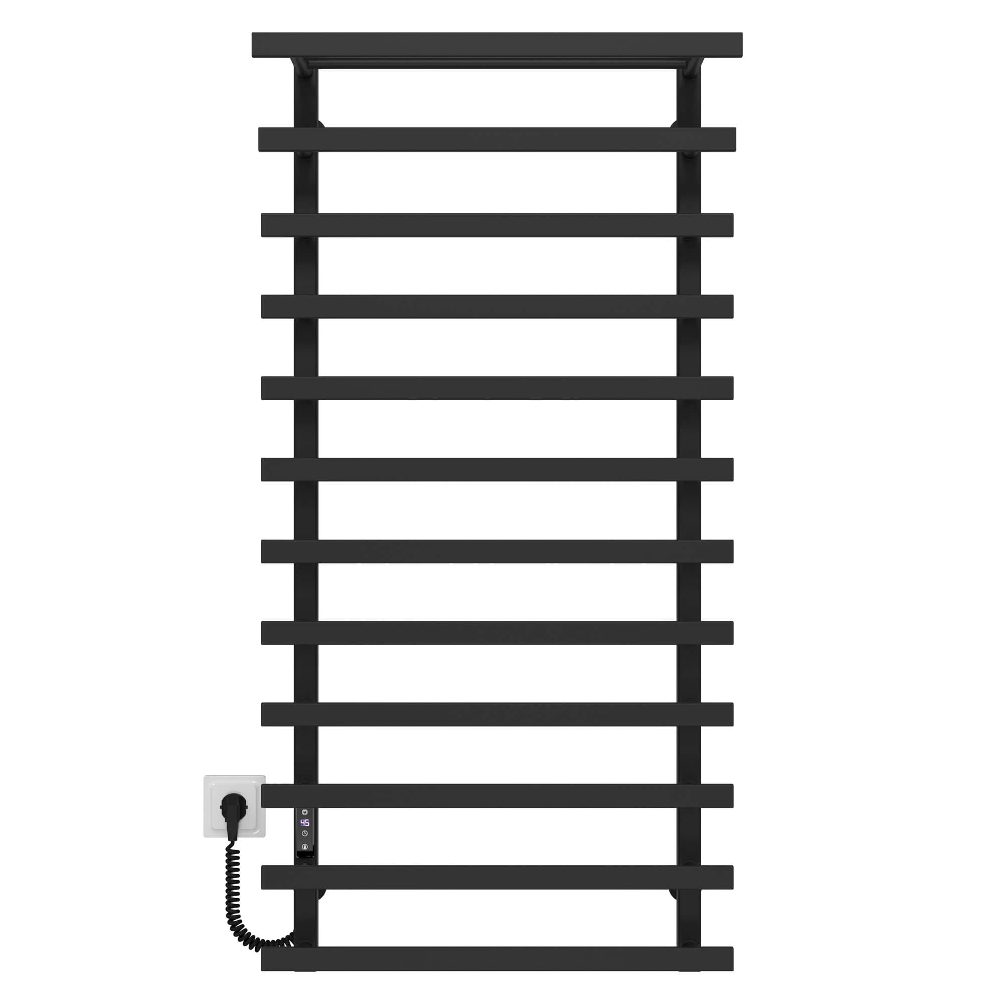 Полотенцесушитель электрический Deffi Agata П12 JD04 левое подключение нержавеющая сталь 400х1200 мм Черный (A.AG.120.40.12.EBL4)