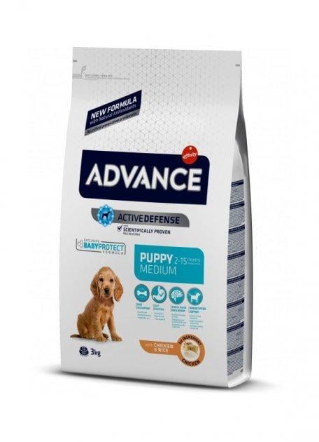 Корм сухой для щенков средних пород Advance Dog Medium Puppy Chicken&Rice с мясом курицы 3 кг (507319/8410650150291)