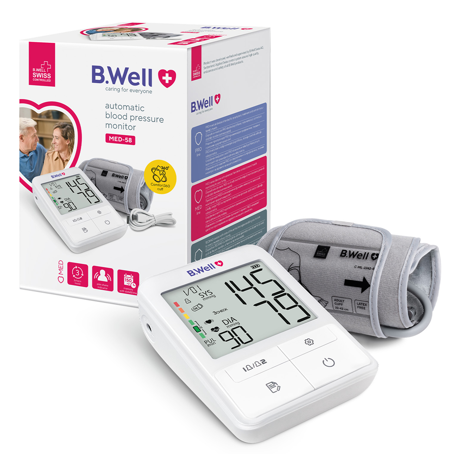 Тонометр автоматический с адаптером манжета B.Well MED-58 22-42 см