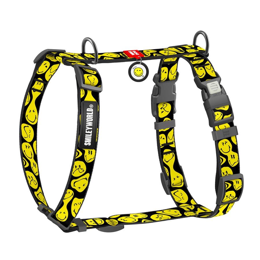 Шлейка для собак з QR-паспортом Waudog Nylon Смайли анатомічна H-подібна з пластиковим фастексом XL 25 мм A 60-100 см/B 68-100 Yellow (346-0181) - фото 1 Шлейка для собак з QR-паспортом Waudog Nylon Смайли анатомічна H-подібна з пластиковим фастексом XL 25 мм A 60-100 см/B 68-100 Yellow (346-0181) - фото 1