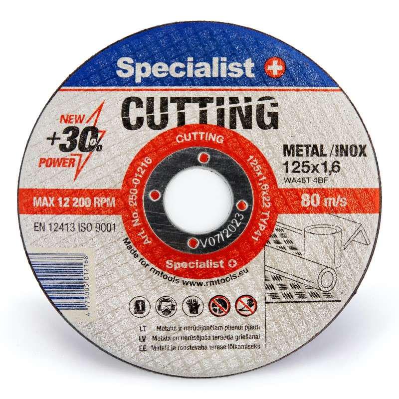 Диск абразивный отрезной по металлу/нержавеющей стали Specialist+ Cutting 125x1,6x22 (250-01216)