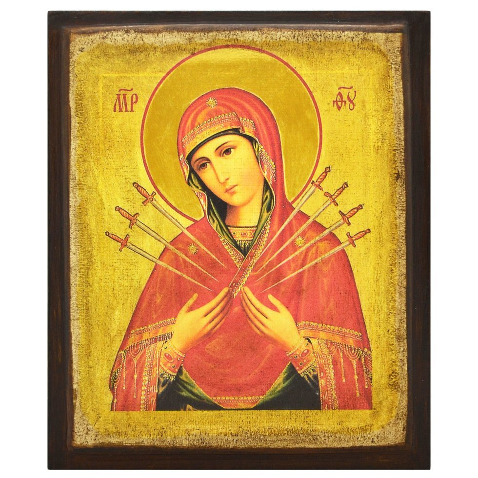 Ікона Пресвята Богородиця Семистрільна дерев'яна 20х15 см (102-0070м)