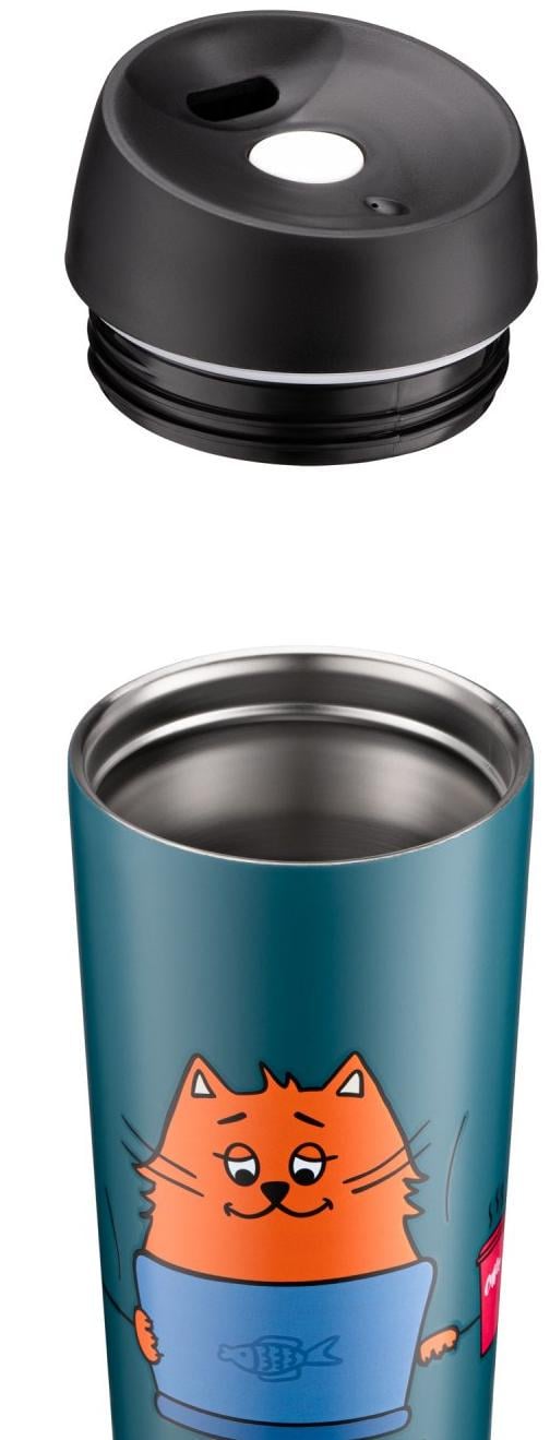 Термочашка Ardesto Coffee Time Red Cat 450 мл Blue (AR2645CG) - фото 2 Термочашка Ardesto Coffee Time Red Cat 450 мл Blue (AR2645CG) - фото 2