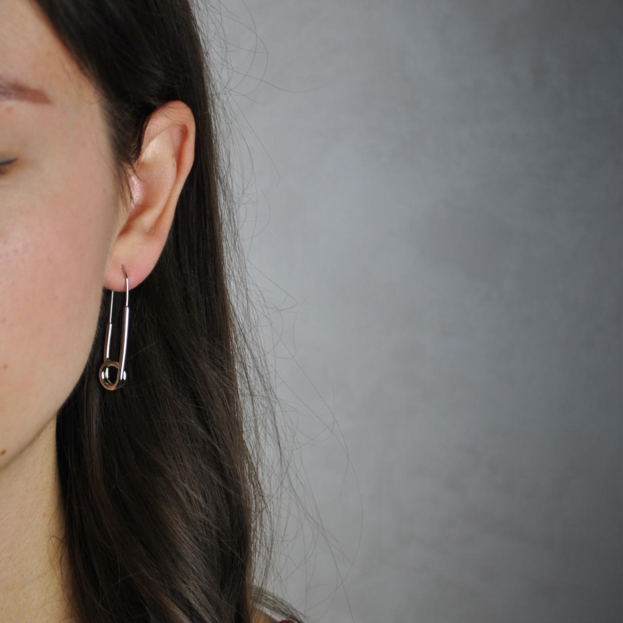 Серьги булавки медицинская сталь родий (x098-1) - фото 2