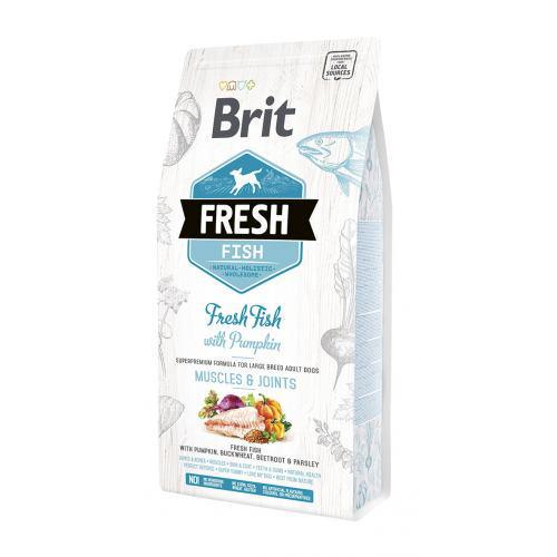 Корм сухой Brit Fresh для взрослых собак больших пород для мышц и суставов с рыбой и тыквой 25 кг