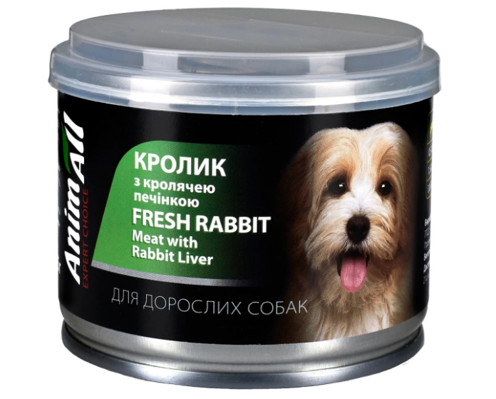 Корм влажный для собак AnimAll с кролем и кроличьей печенью 195 г (180145)