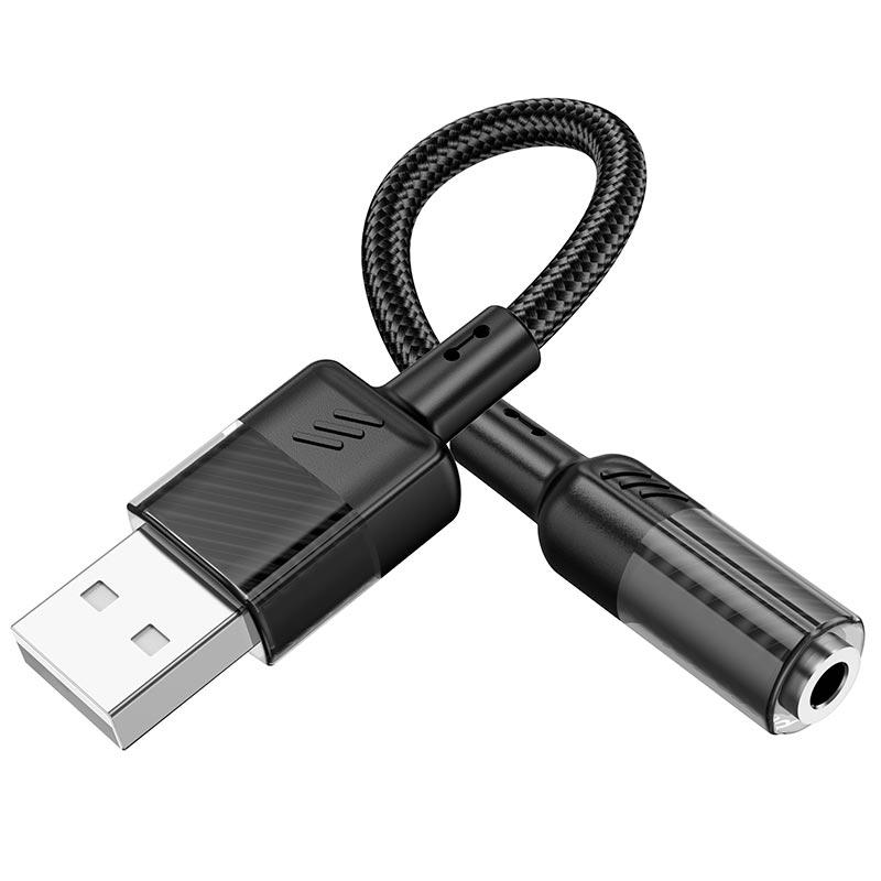 Переходник Hoco LS37 USB to 3,5 мм 15 см Black - фото 3