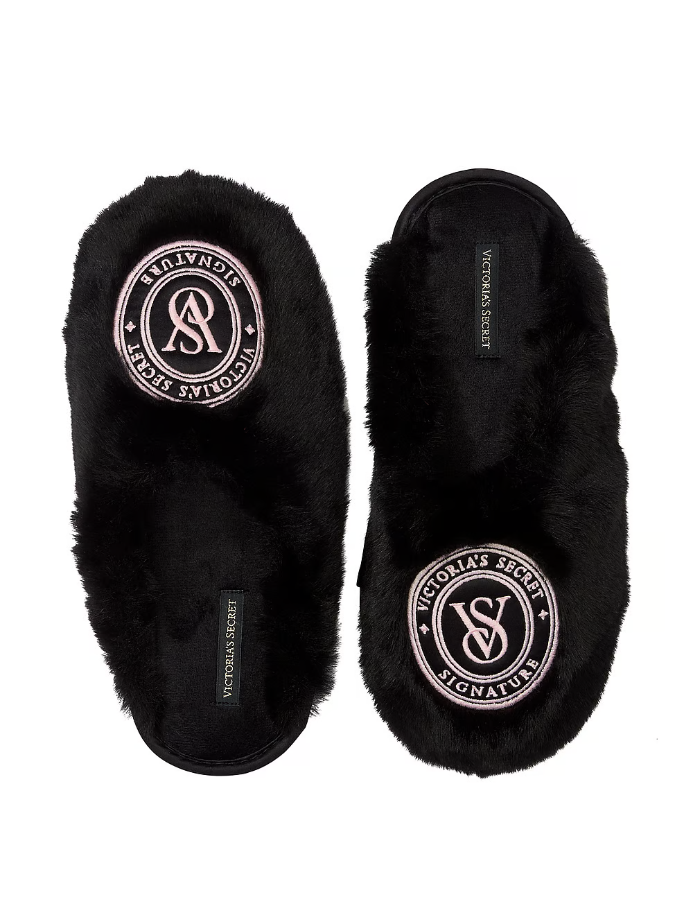 Тапочки жіночі Victoria's Secret Closed-Toe Faux Fur Slippers хутряні S Чорний (24679355)