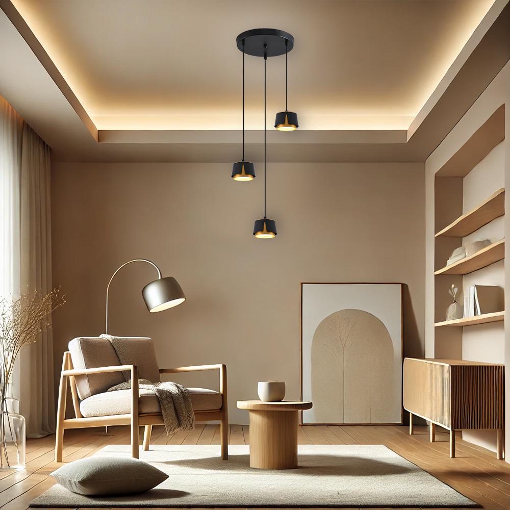 Світильник підвісний ESLLSE TELA 3R GX53 310x1000 мм Чорно-золотий (10537) - фото 2 Світильник підвісний ESLLSE TELA 3R GX53 310x1000 мм Чорно-золотий (10537) - фото 2