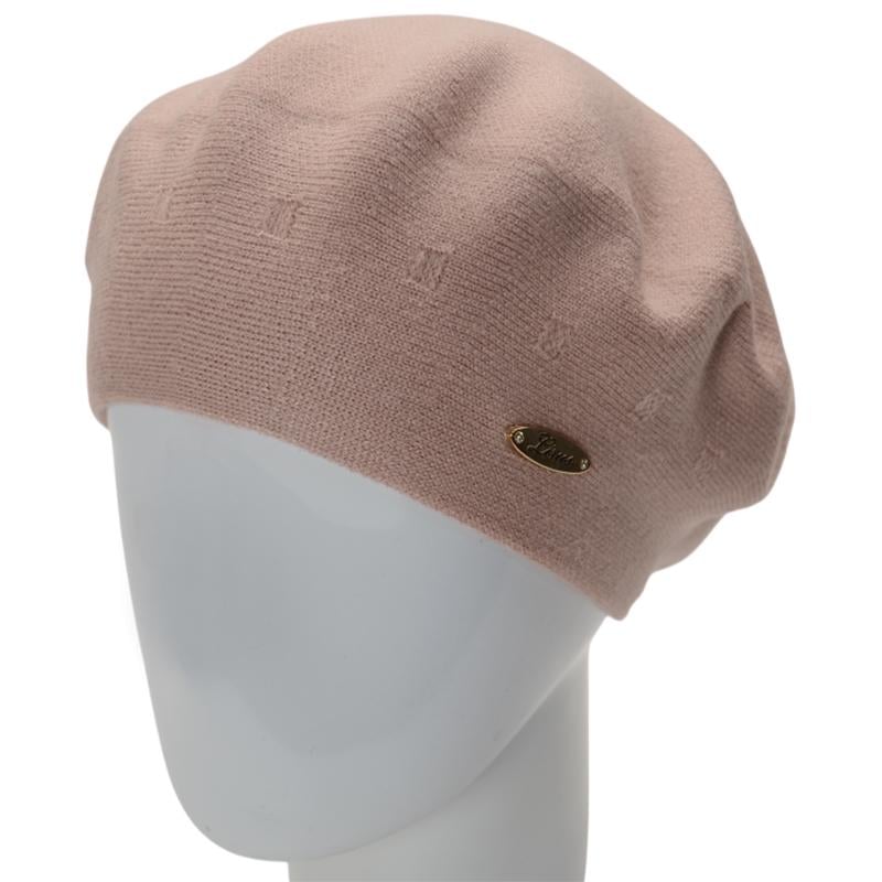 Берет женский двойной Lirus из вискозной пряжи Этюд Кремовая пудра