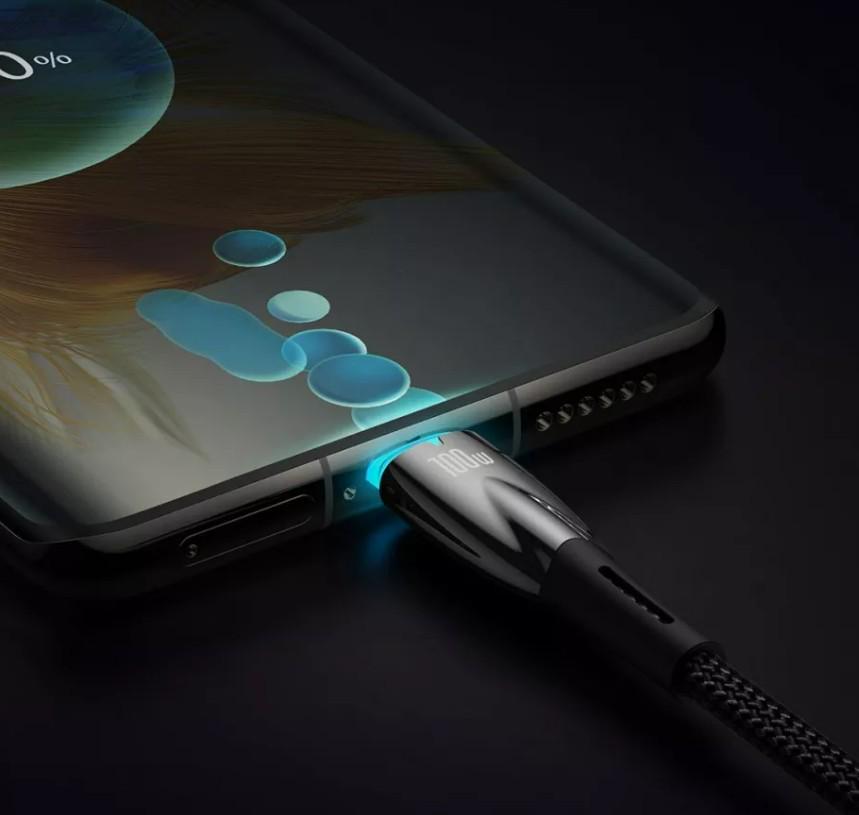 Кабель Baseus CADH000701 Glimmer Series Fast Charging Type-C to Type-C 100W 1 м Black (11066871) - фото 2