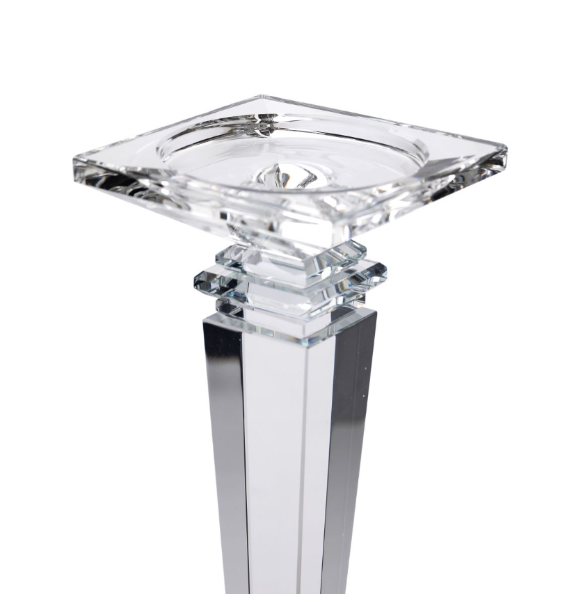 Подсвечник стеклянный Sylvie crystal с квадратным основанием 22,5 см Прозрачный - фото 4