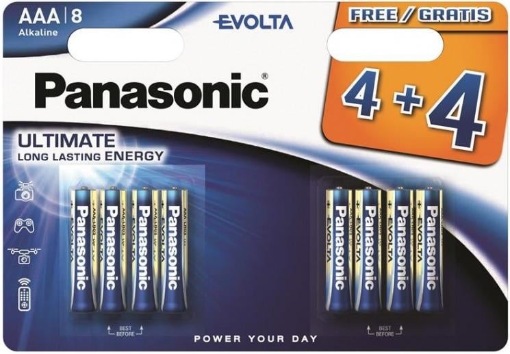 Батарейка щелочная Panasonic Evolta AAA 1,5V 8 шт. (LR03EGE/8B4F)
