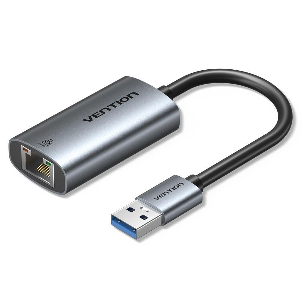 Адаптер сетевой Vention USB-A на RJ45 алюминиевый Plug and Play 0.15 м Серый (CEZHB)