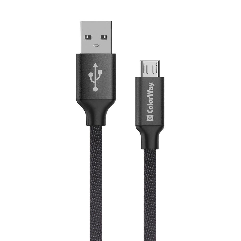 Кабель Colorway USB МicroUSB 2,4 A 2 м Black (CW-CBUM009-BK)