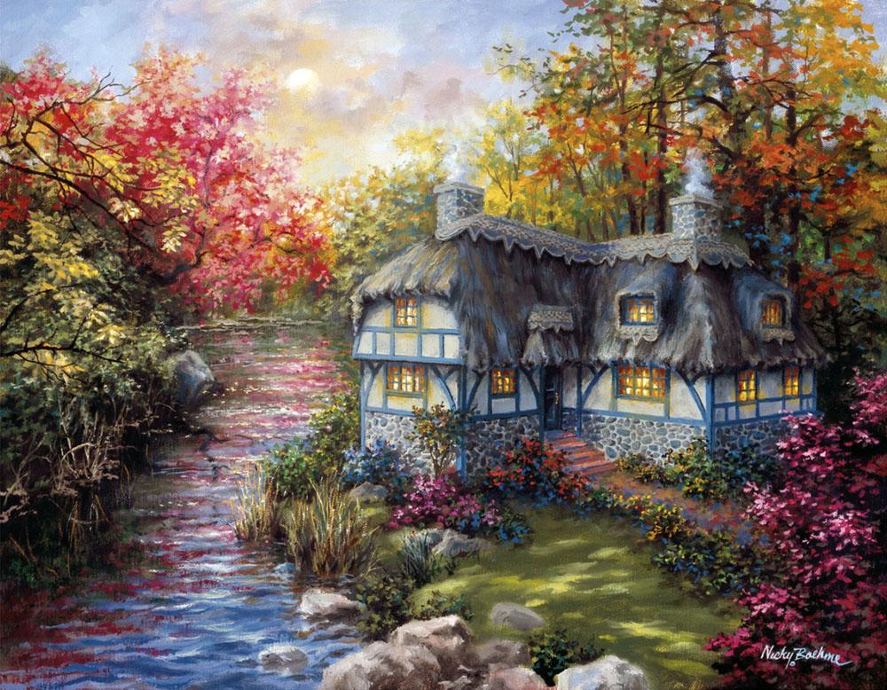 Алмазная мозаика Домик с цветочным садом 30x40 см (26080)