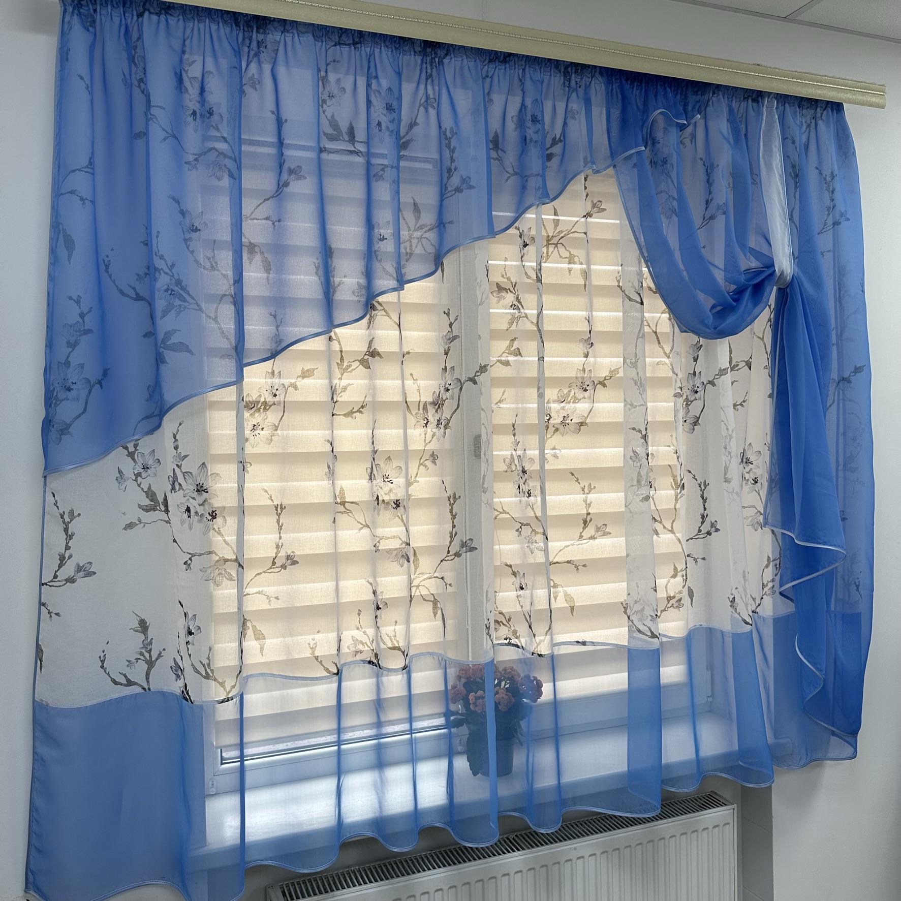 Фіранка на кухню TG Home №410 Блакитний (410-29) - фото 4 Фіранка на кухню TG Home №410 Блакитний (410-29) - фото 4