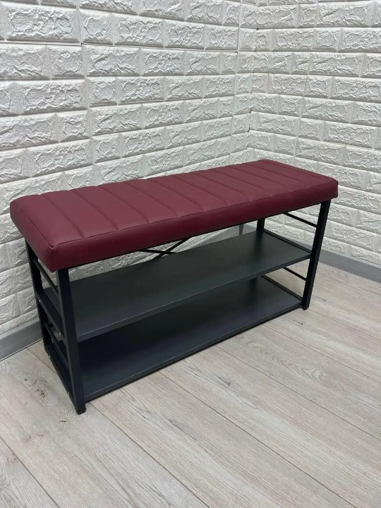 Банкетка для взуття металева з м'яким сидінням 32х47х88 см Бордовий/Чорний (2588040051) - фото 2 Банкетка для взуття металева з м'яким сидінням 32х47х88 см Бордовий/Чорний (2588040051) - фото 2