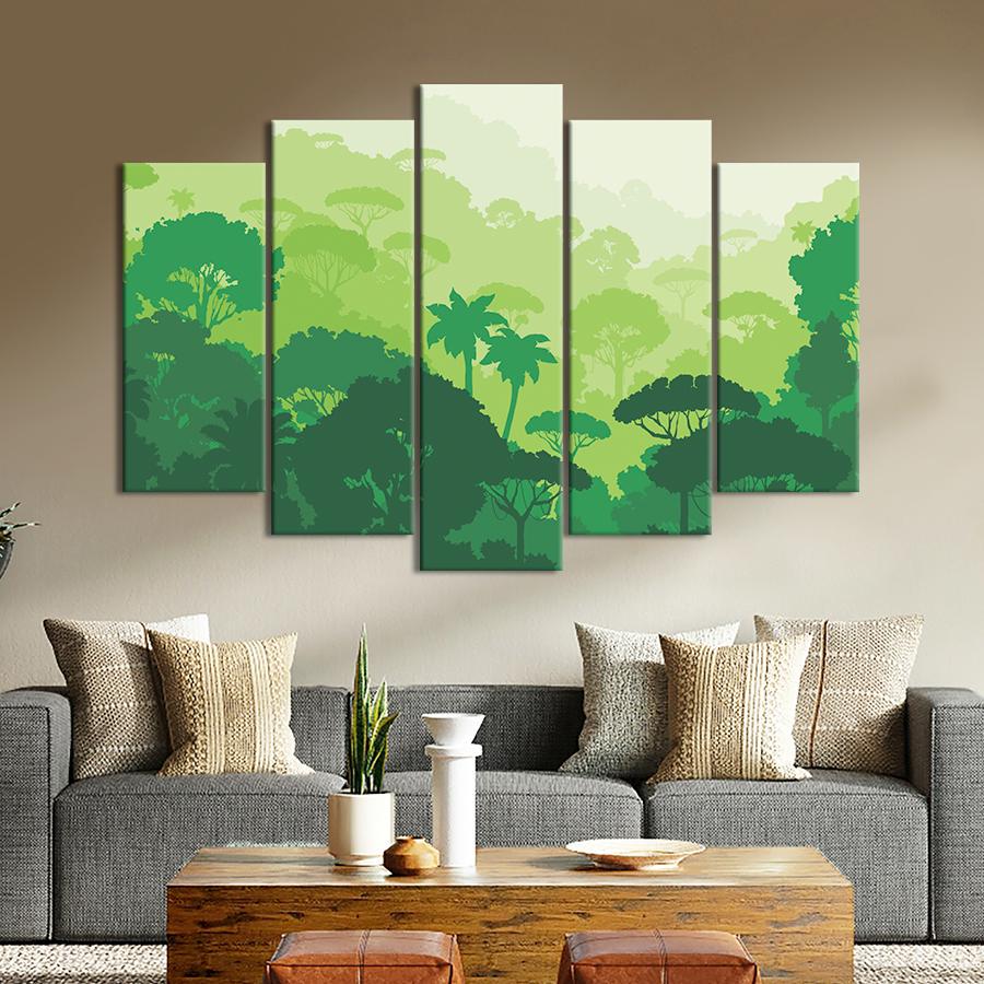 Картина на полотні Зелений силует джунглів 137x85 см (V504-5_L)