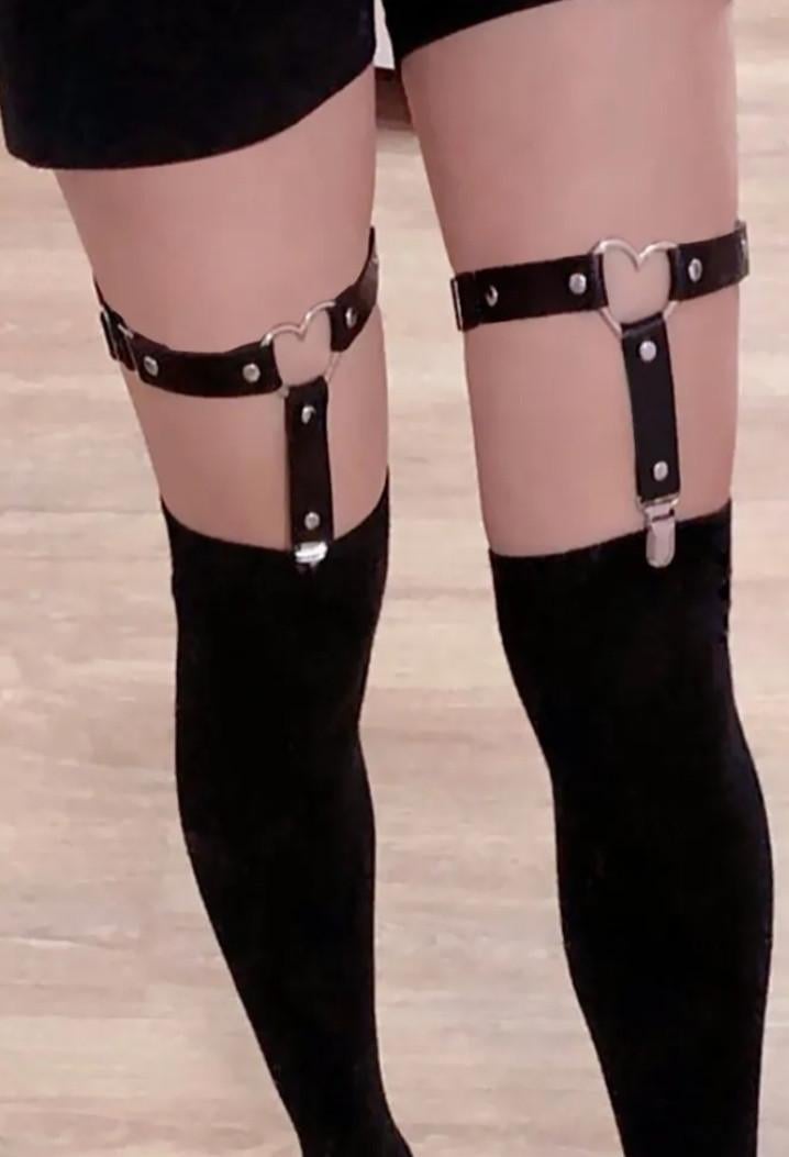 Повязка на ногу с клипсой для чулков кожанная Черный - фото 2 Повязка на ногу с клипсой для чулков кожанная Черный - фото 2