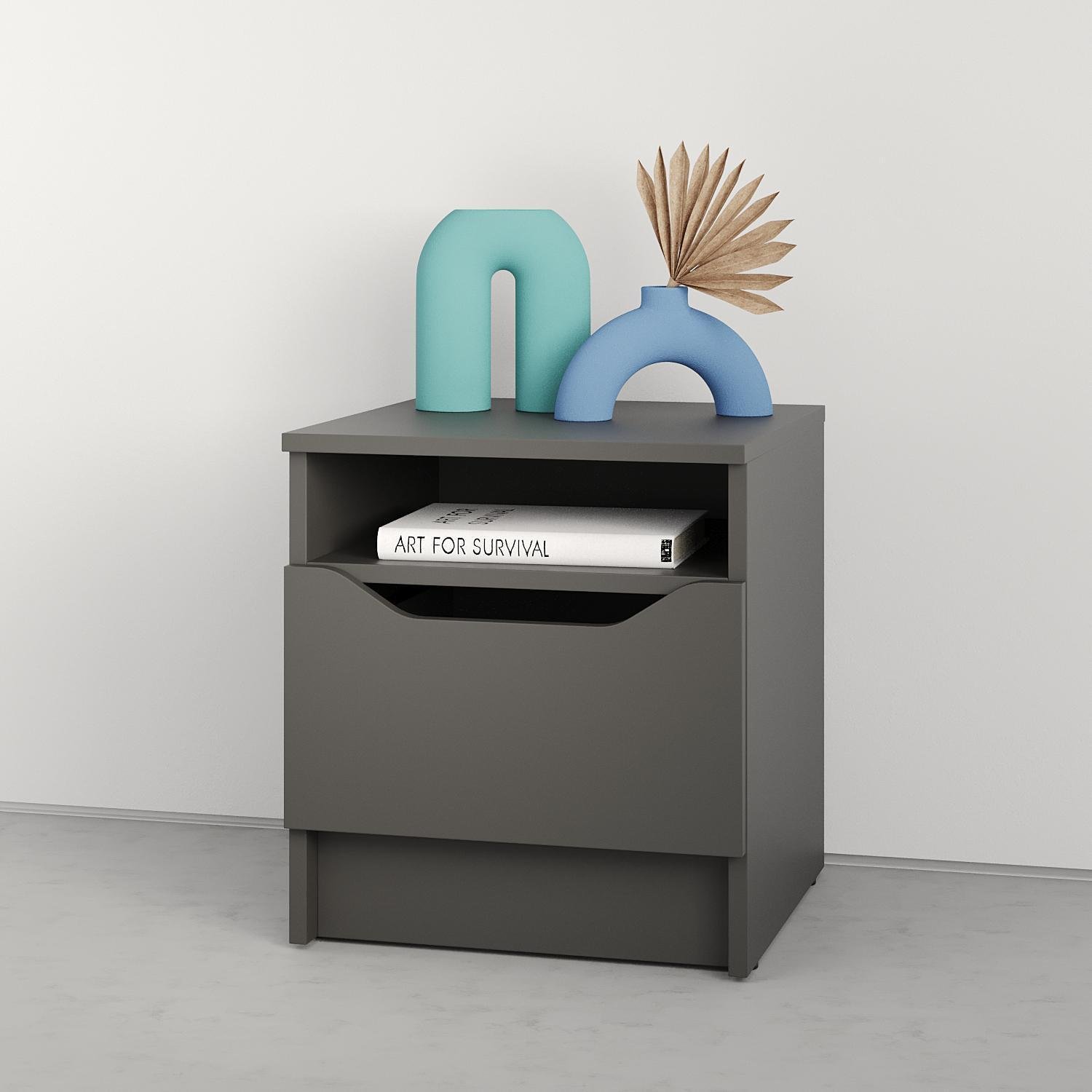 Тумба приліжкова MebelStar Лілу 40x40x44,5 см Антрацит (MBS-1378) - фото 1