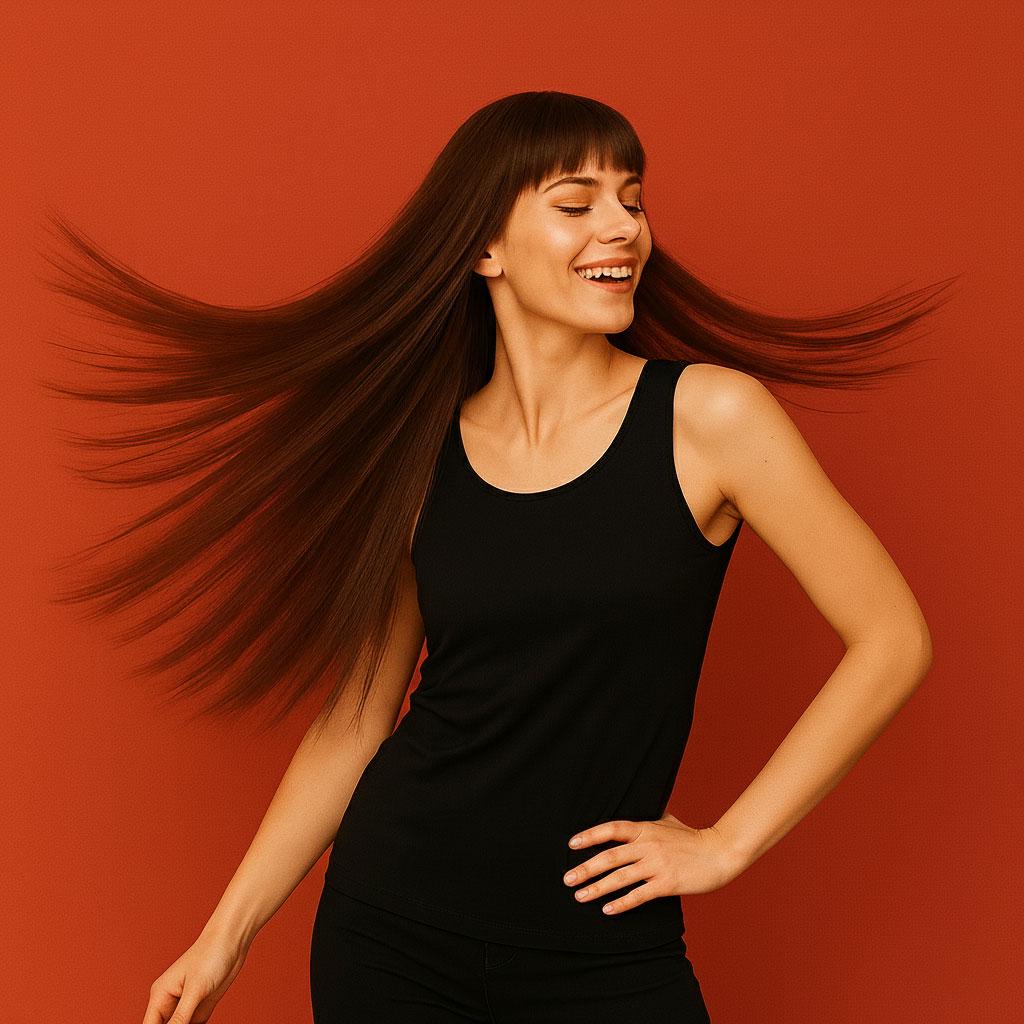 Перука жіноча аніме пряме волосся довга чубчик 70 см Каштановий (K0495-5)