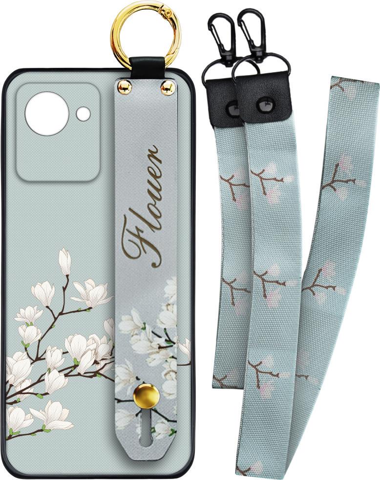 Чехол SHLab Realme C30 Flower White + два ремешка с карабином (31914)