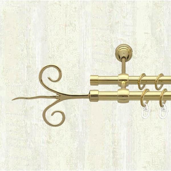 Карниз металевий Orvit Фантазія двохрядний 16/16 мм 300 см Золотий (A1)